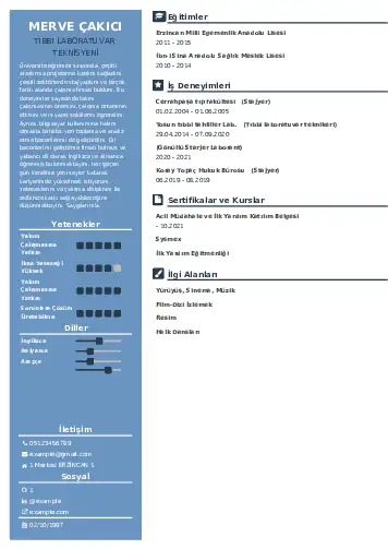 Laboratuvar Teknisyeni Cv Örnekleri cv indir